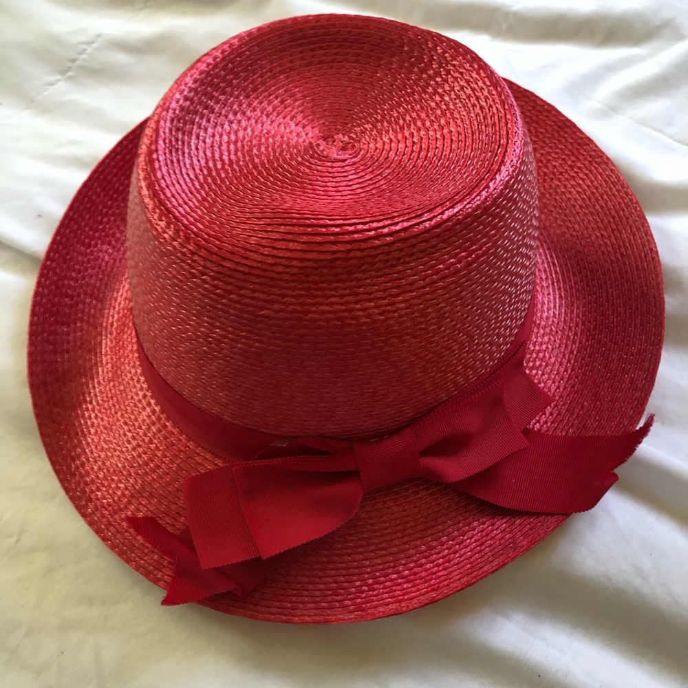 Vintage Red Straw Hat Gem